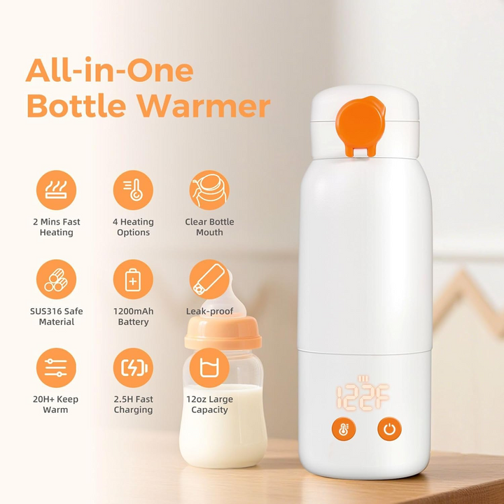 Portable Bottle Warmer for Car with 12-Foot Cord and Auto Shutoff