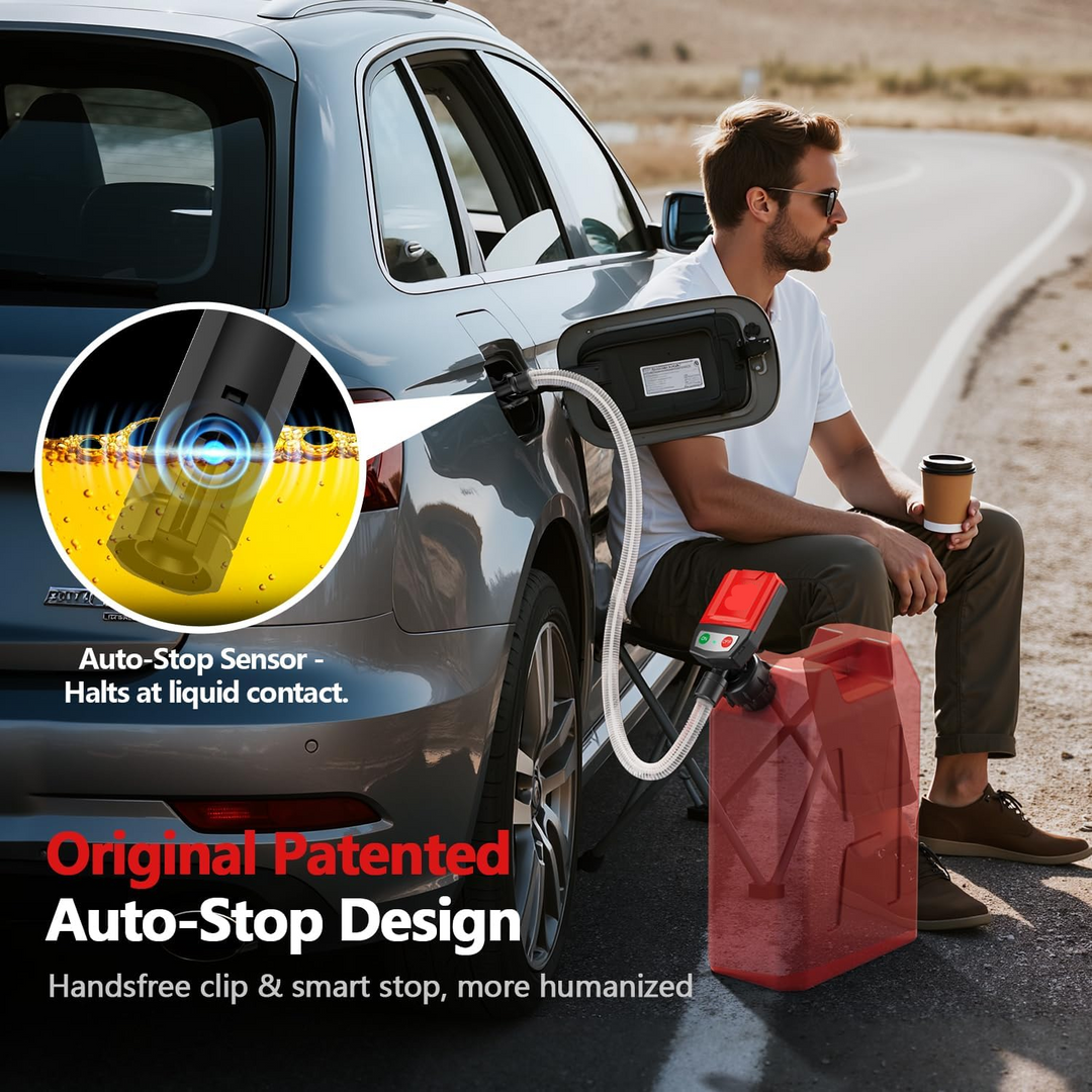 Battery Powered Fuel Transfer Pump with Automatic Sensor and Four Tank Adapters