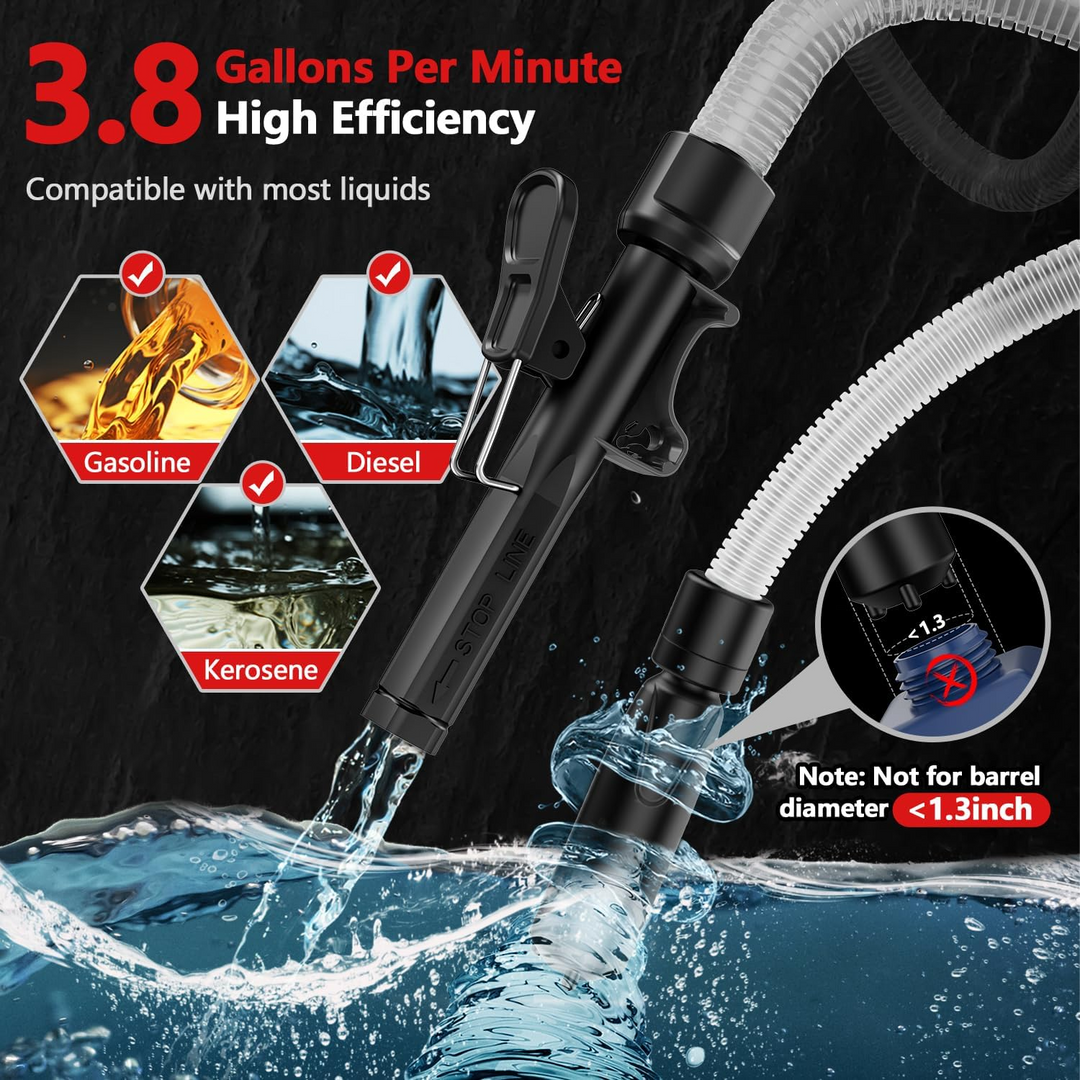 Battery Powered Fuel Transfer Pump with Automatic Sensor and Four Tank Adapters