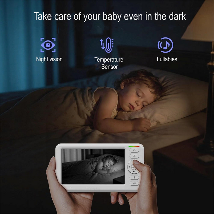 Baby Monitor with 5-Inch Display, Night Vision and Temperature Alerts, 1000ft Range
