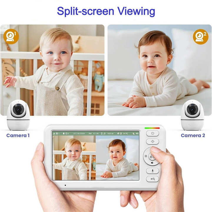Baby Monitor with 5-Inch Display, Night Vision and Temperature Alerts, 1000ft Range