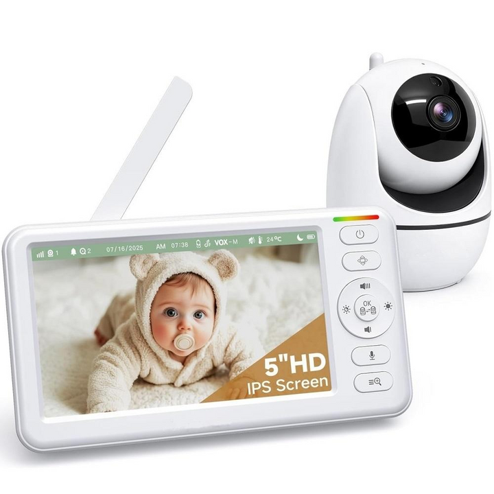 Baby Monitor with 5-Inch Display, Night Vision and Temperature Alerts, 1000ft Range