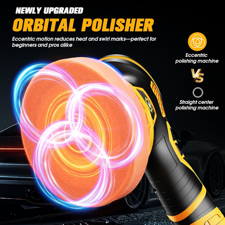 Cordless Orbital Buffer Polisher with Variable Speed and Multiple Foam Pads