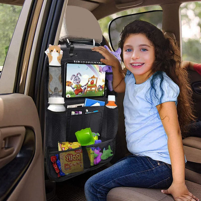 Backseat Protector with Waterproof Surface and Large Storage Pocket, Non-Slip Backing