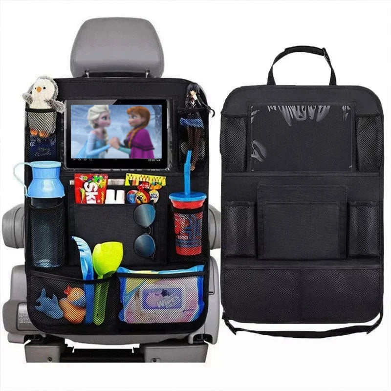 Backseat Protector with Waterproof Surface and Large Storage Pocket, Non-Slip Backing