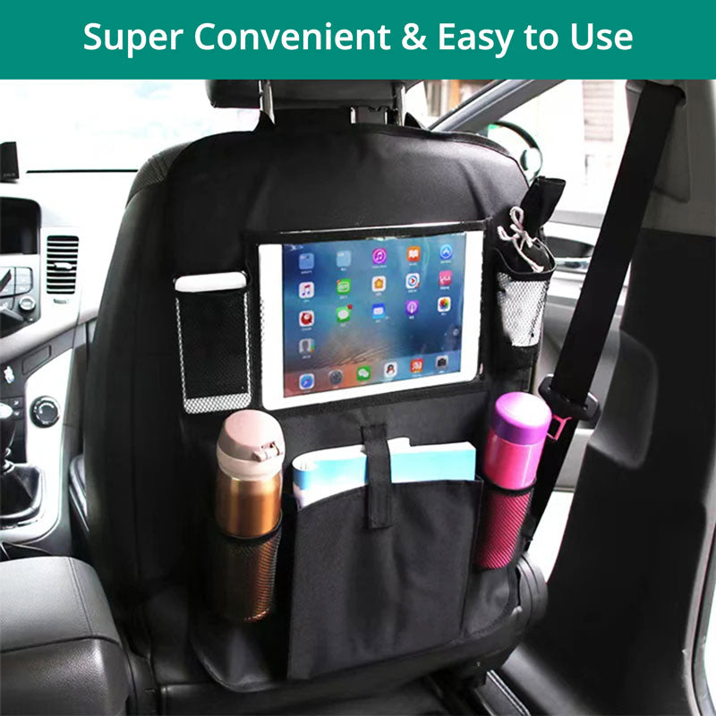Backseat Protector with Waterproof Surface and Large Storage Pocket, Non-Slip Backing