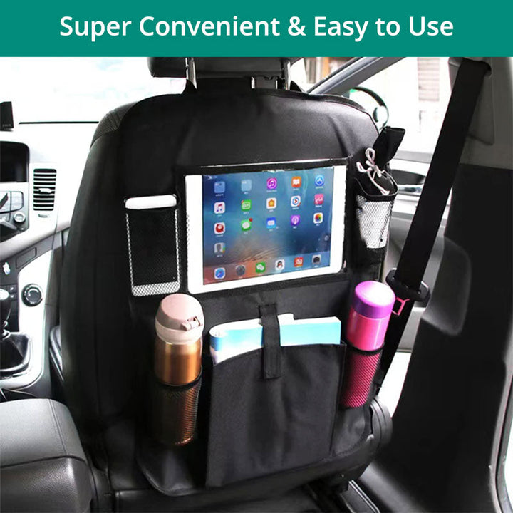 Backseat Protector with Waterproof Surface and Large Storage Pocket, Non-Slip Backing