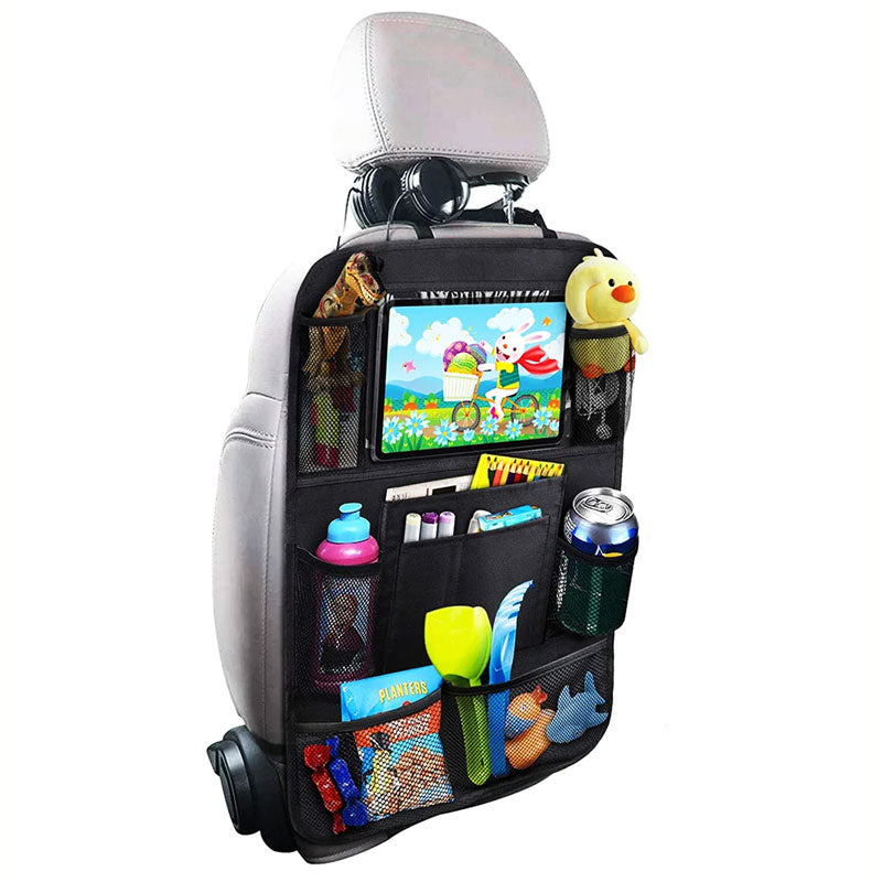 Backseat Protector with Waterproof Surface and Large Storage Pocket, Non-Slip Backing