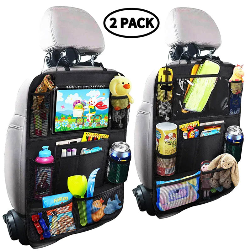 Backseat Protector with Waterproof Surface and Large Storage Pocket, Non-Slip Backing