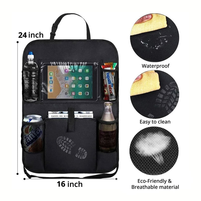 Backseat Protector with Waterproof Surface and Large Storage Pocket, Non-Slip Backing