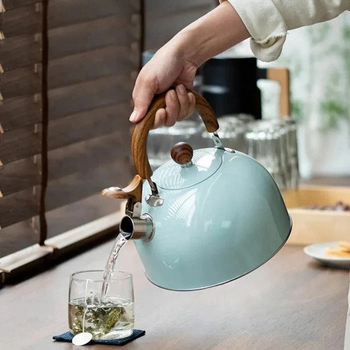 Whistling Stovetop Kettle, Induction and Gas Compatible with Heat Resistant Handle