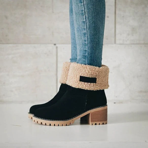 Womens Snow Boots, Block Heel Winter Footwear