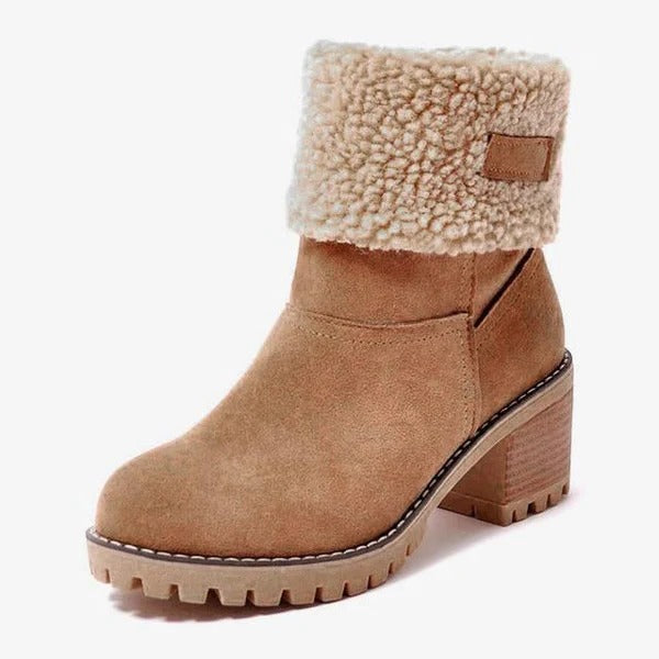 Womens Snow Boots, Block Heel Winter Footwear