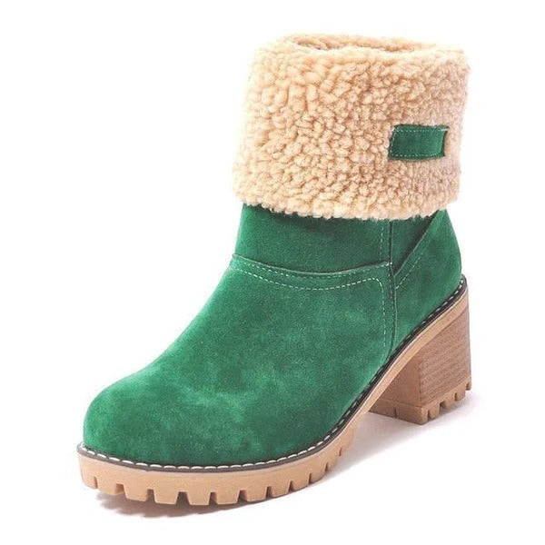 Womens Snow Boots, Block Heel Winter Footwear
