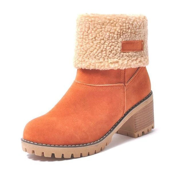 Womens Snow Boots, Block Heel Winter Footwear