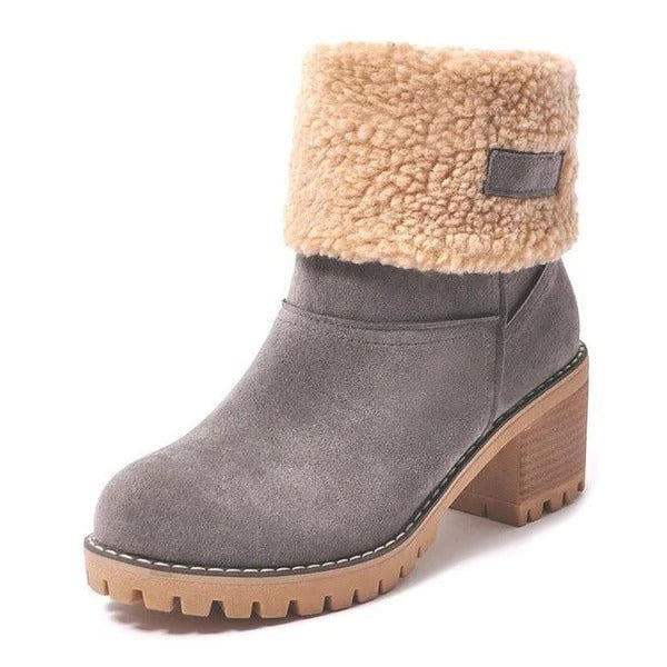 Womens Snow Boots, Block Heel Winter Footwear