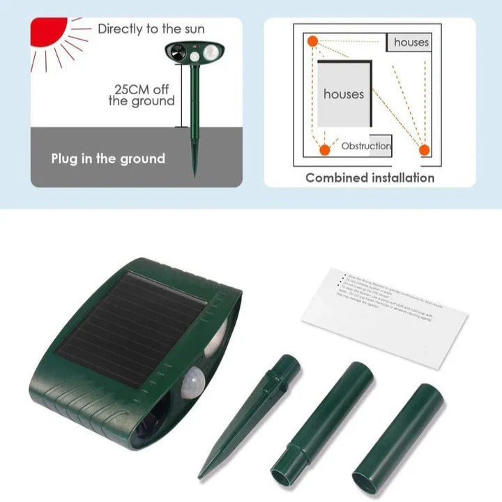 Solar Ultrasonic Motion-Activated Pest Device, Set of 4
