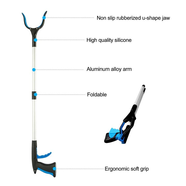 Grabber Tool with Rotating Head for Extended Reach