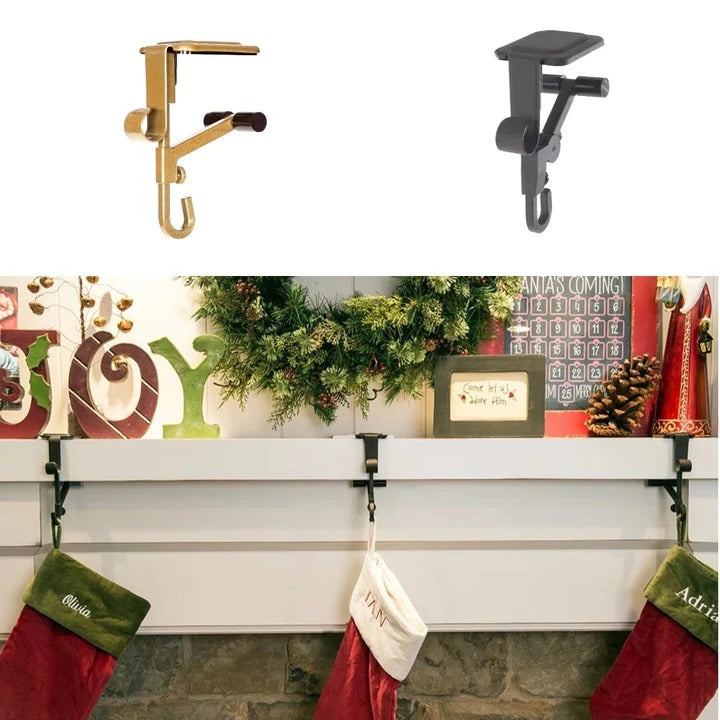 Mantle Stocking Holders, Garland Themed Christmas Hangers Set