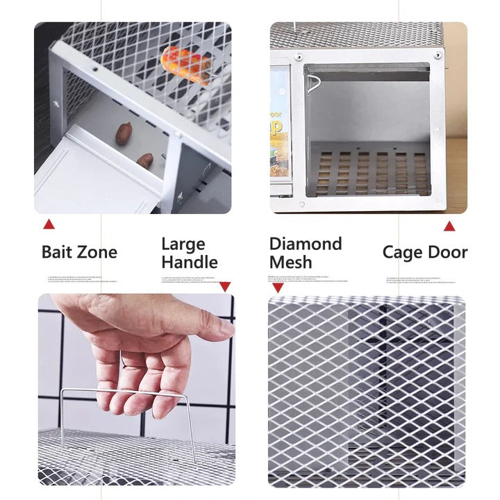 Metal Mouse Trap Cage with Single Door and Reusable Design