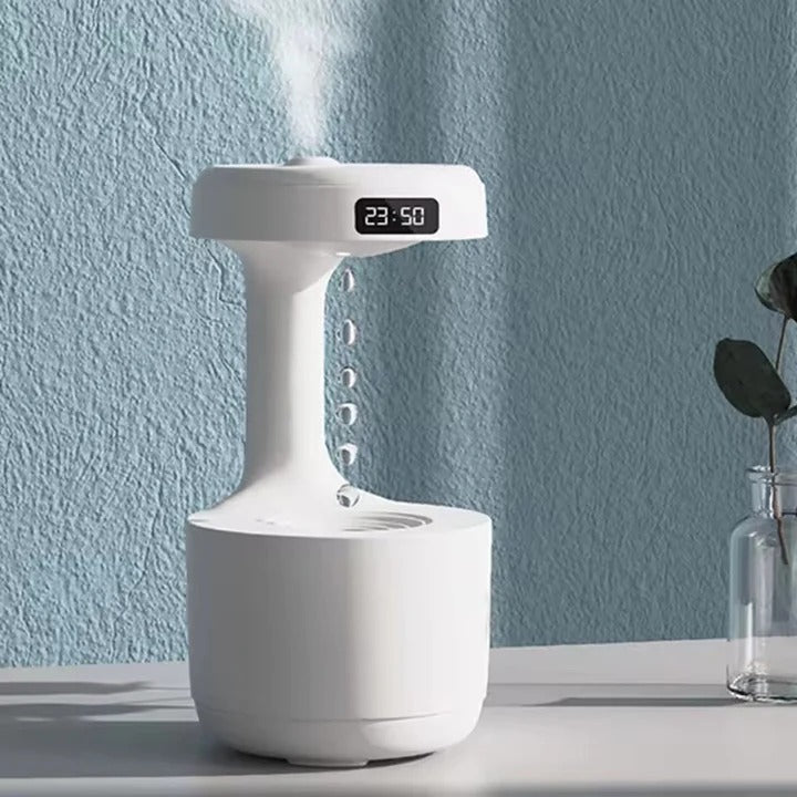 Small Humidifier with LED Display, USB Type-C Charging, Auto Shutoff, 27 oz Tank, White