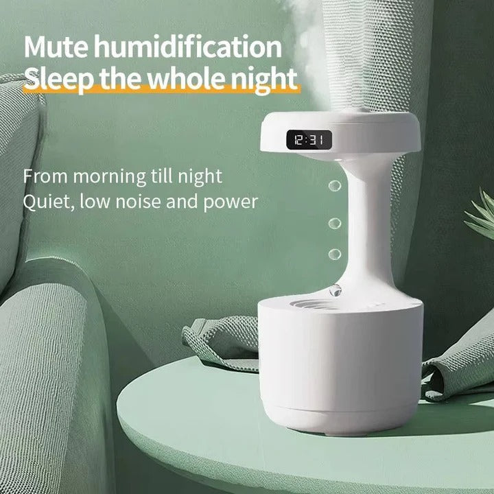 Small Humidifier with LED Display, USB Type-C Charging, Auto Shutoff, 27 oz Tank, White