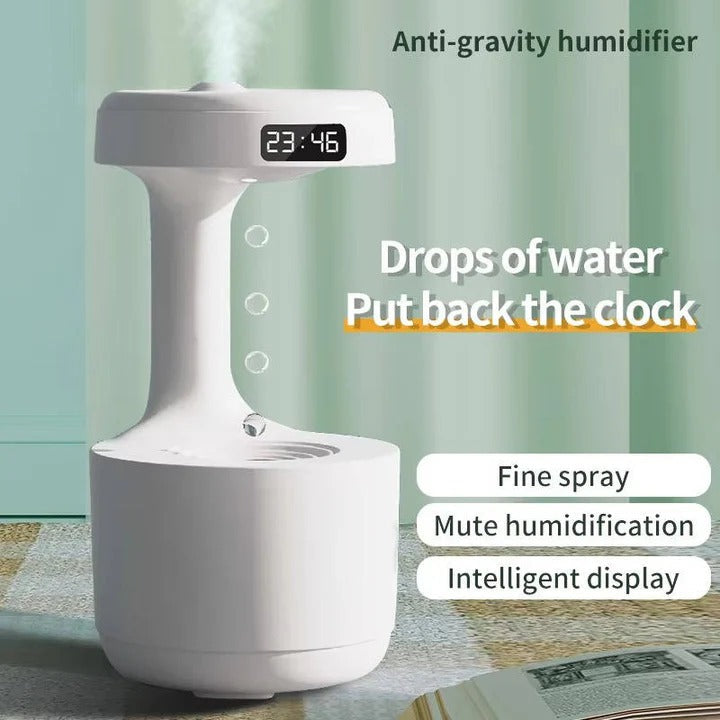 Small Humidifier with LED Display, USB Type-C Charging, Auto Shutoff, 27 oz Tank, White