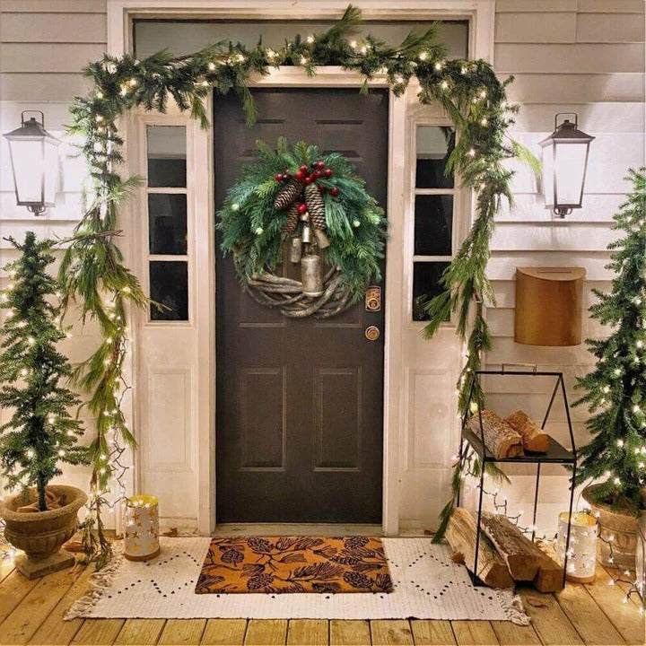 Farmhouse Christmas Wreath Boho Holiday Door Decoration