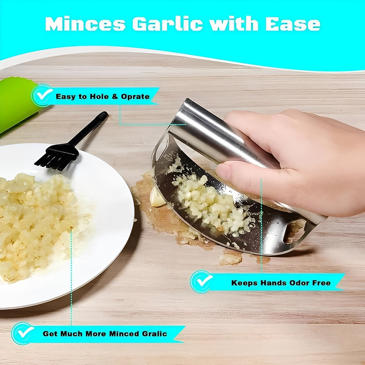 Garlic Rocker Press Set Kitchen Tool and Mincer