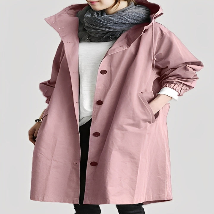 Women Trench Coat Hooded and Waterproof