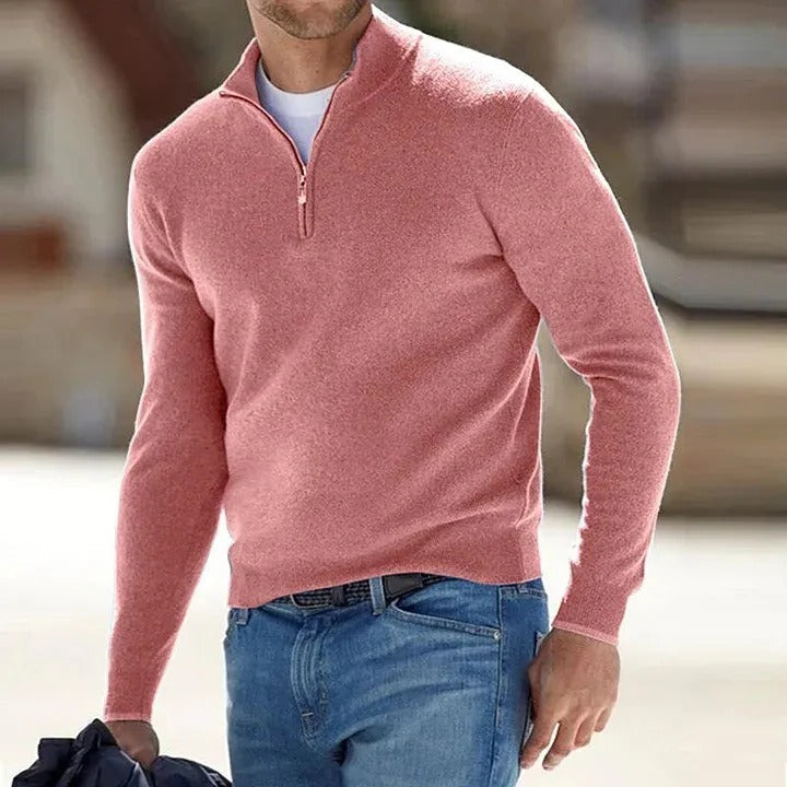 Cashmere Jumper Mens Zippered for Casual Wear