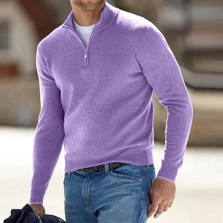 Cashmere Jumper Mens Zippered for Casual Wear