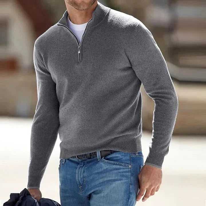 Cashmere Jumper Mens Zippered for Casual Wear