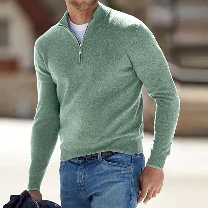 Cashmere Jumper Mens Zippered for Casual Wear