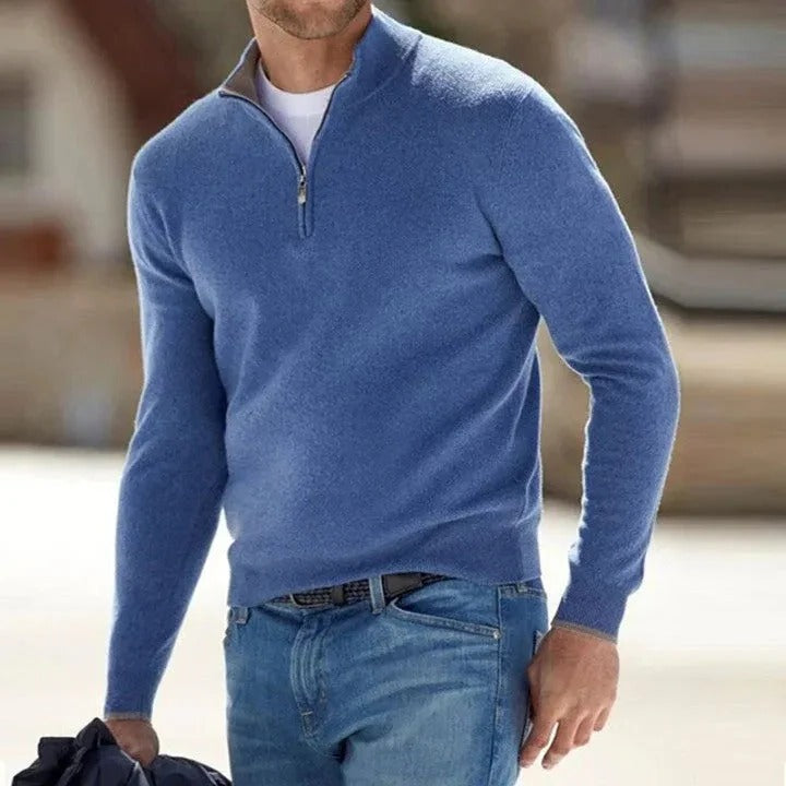 Cashmere Jumper Mens Zippered for Casual Wear