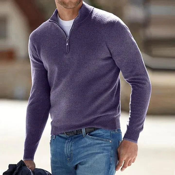 Cashmere Jumper Mens Zippered for Casual Wear