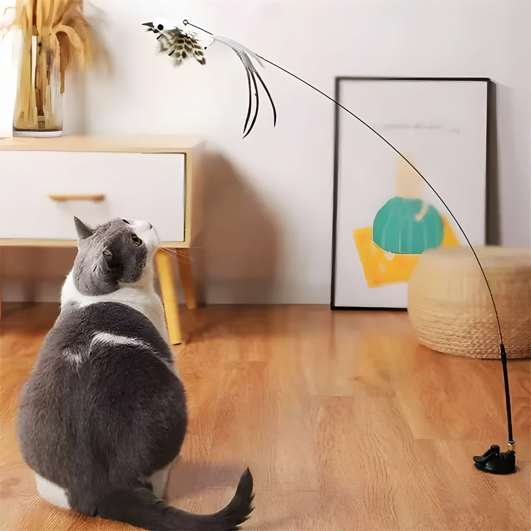 Feather Bird Simulation Toy Set for Cats and Kitten Play