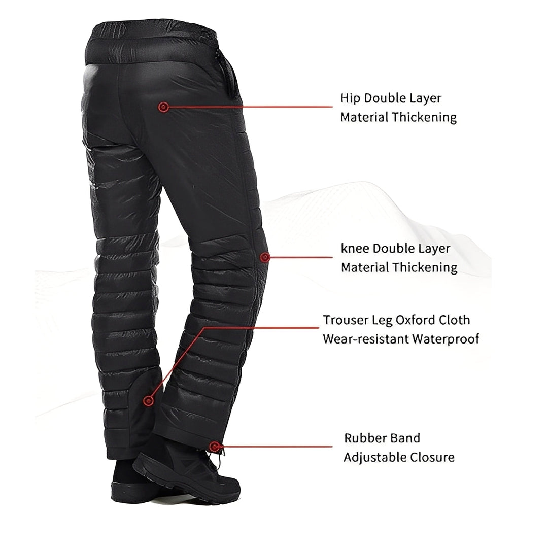 Outdoor Hiking and Skiing Trousers Thermal Goose Down with Zipper