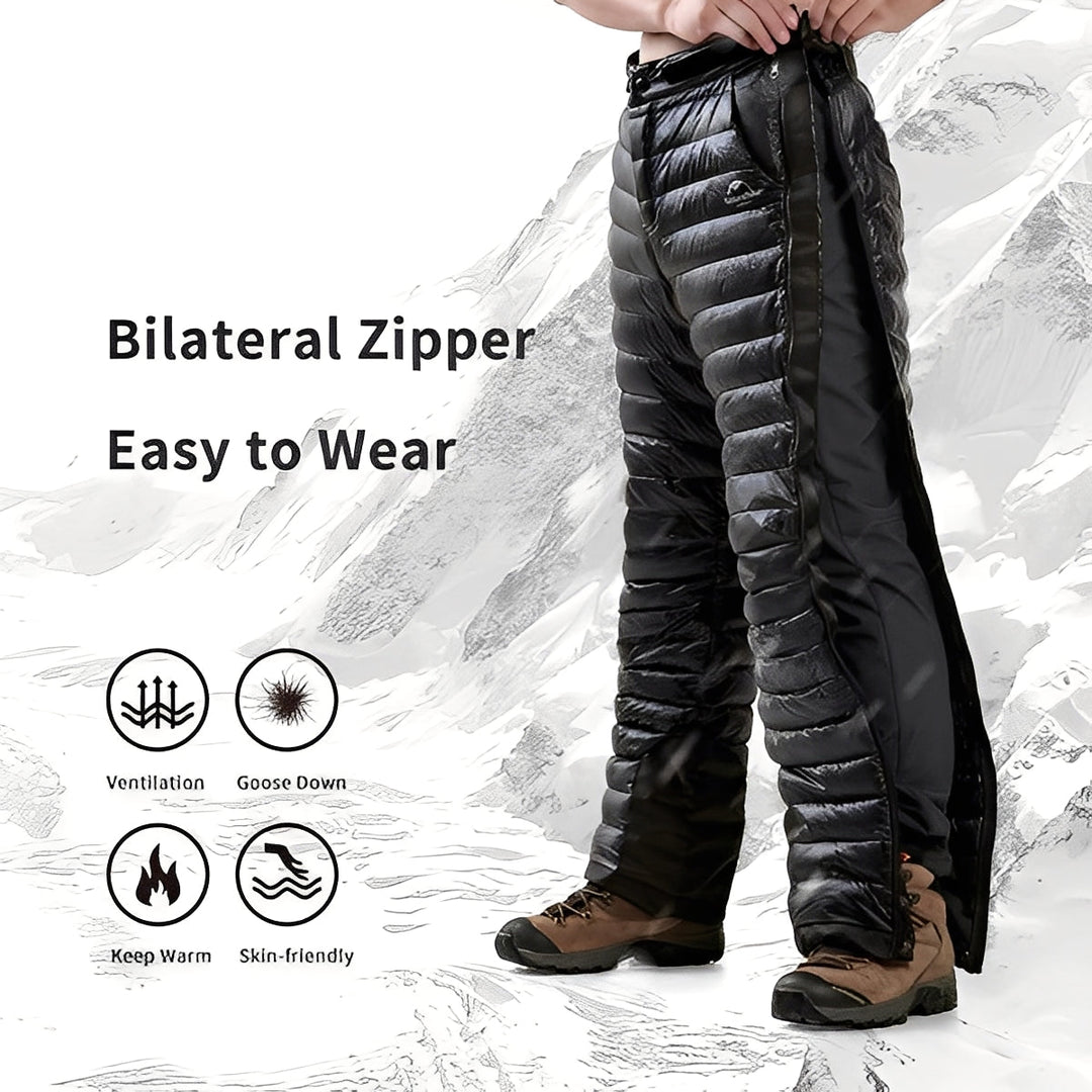 Outdoor Hiking and Skiing Trousers Thermal Goose Down with Zipper