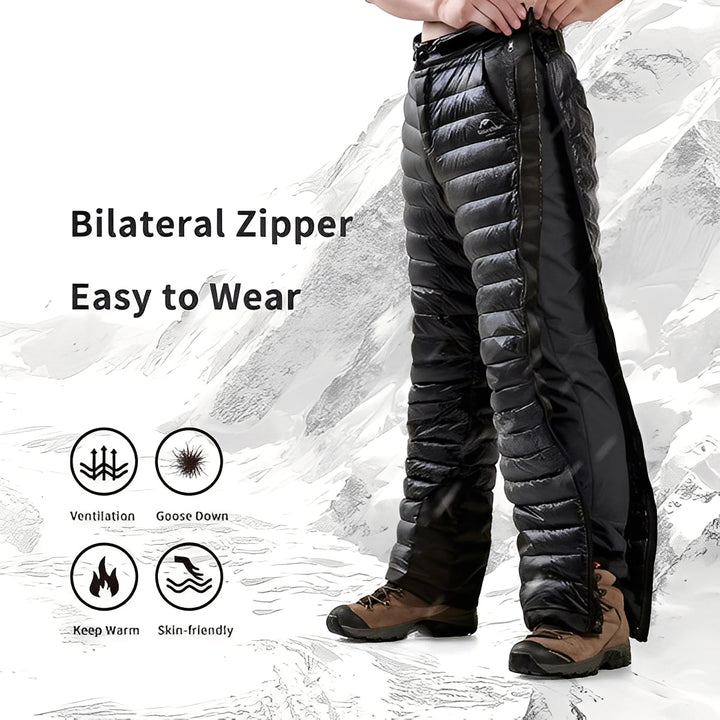 Outdoor Hiking and Skiing Trousers Thermal Goose Down with Zipper