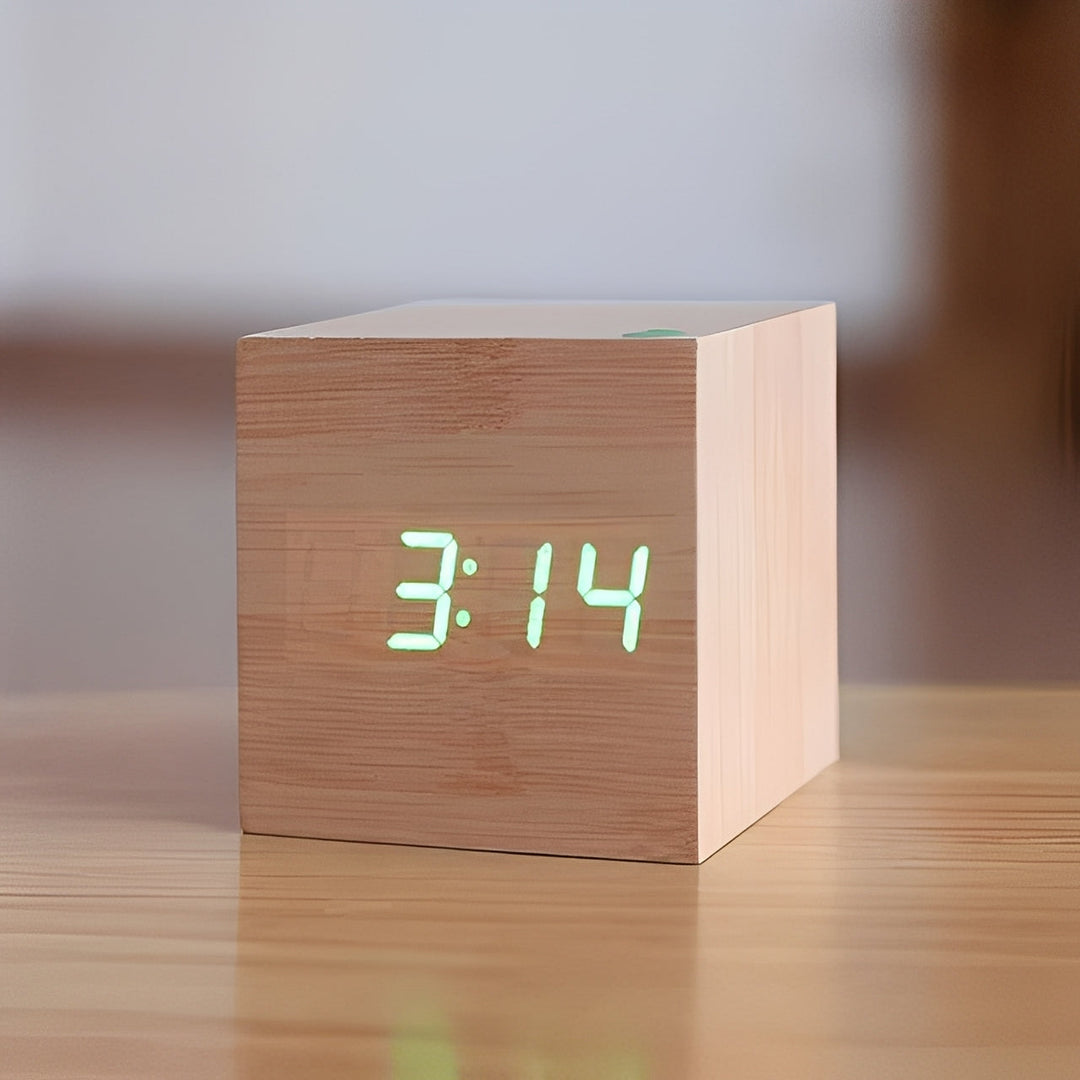 Digital Wood Clock Modern Style and LED Display