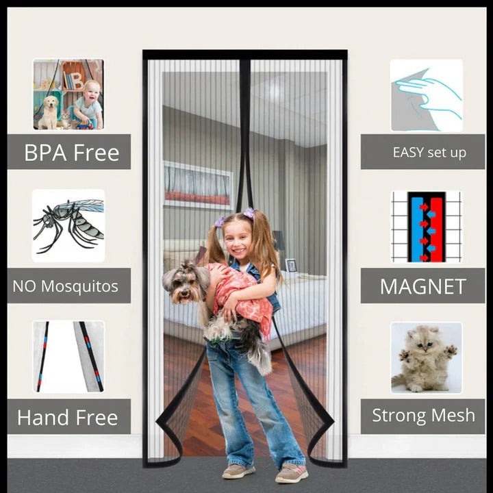 Magnetic Door Screen for Mosquito Protection and Air Flow