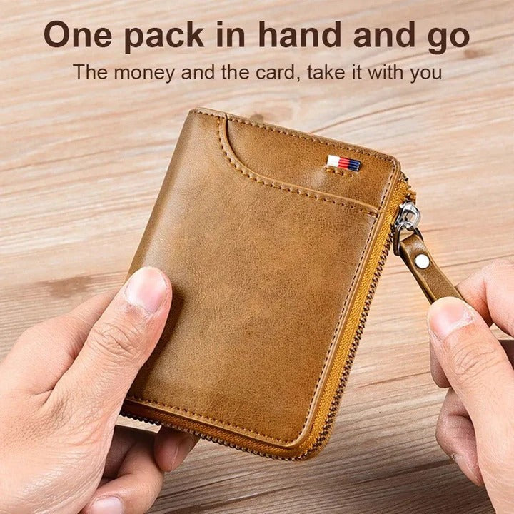 Credit Card Holder Wallet RFID Blocking Zipper for Men
