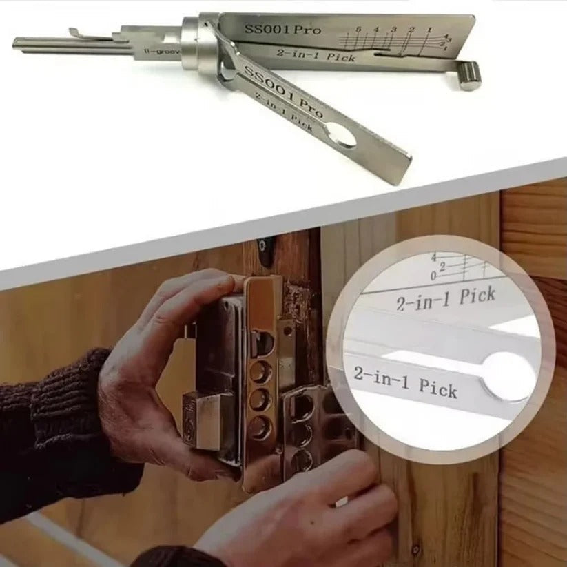Lock Decoding and Picking Tool 2 in 1 Stainless Steel