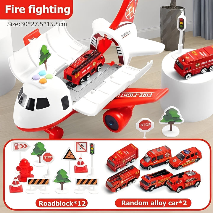 Kids Airplane Toy Set with Vehicles for Play