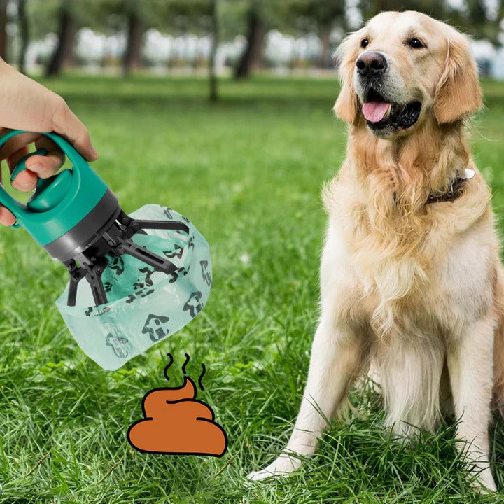 Dog Waste Picker Upper Claw with Integrated Bag Dispenser