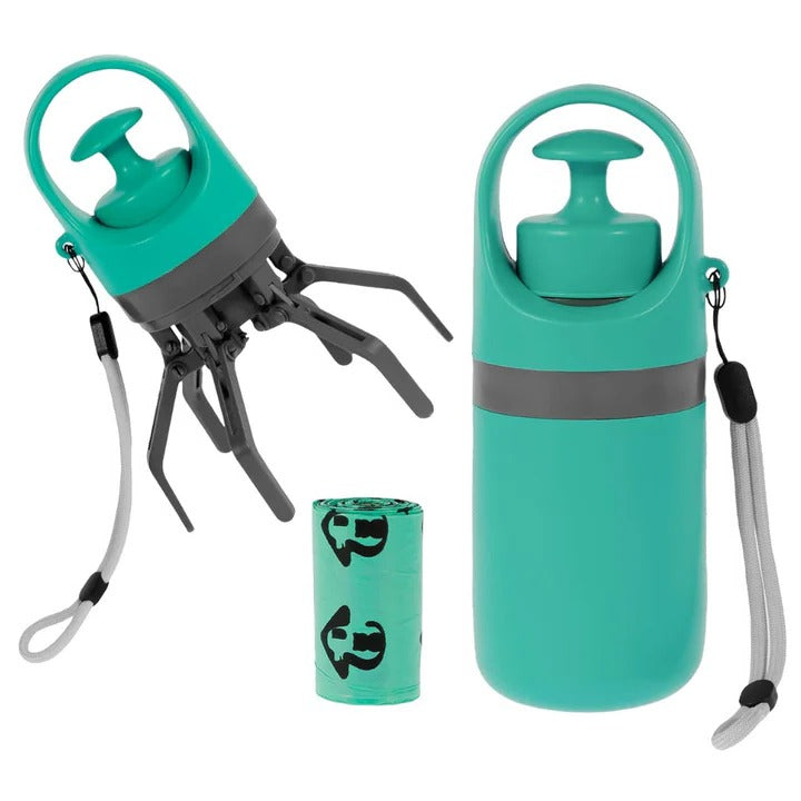 Dog Waste Picker Upper Claw with Integrated Bag Dispenser