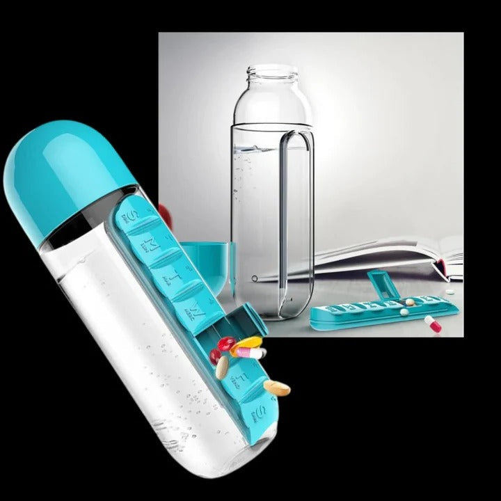 Pill Organizer Water Bottle for Medication and Hydration