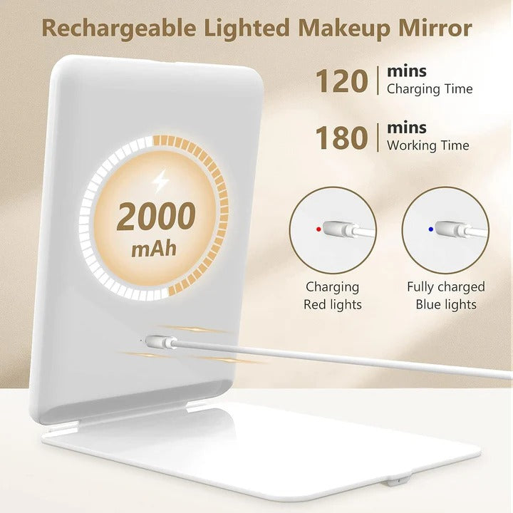 Travel Makeup Mirror Lighted with Magnification and LED