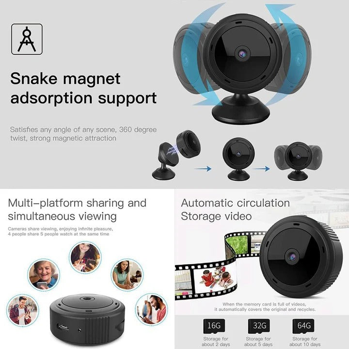 Mini Home Security Camera 1080P HD WiFi IR Night Vision